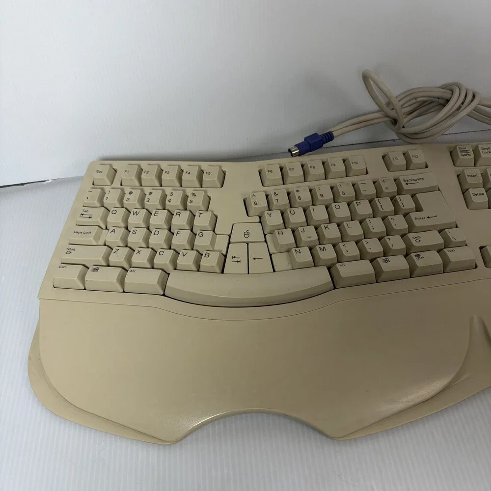 Vintage Dell SK-6000 E Ergonomic Wired PS/2 Keyboard Beige QWERTY Split Layout